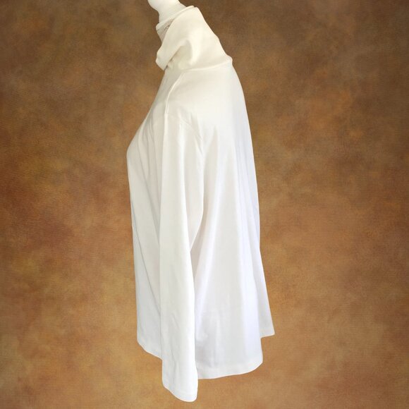 Lands End Supima Cotton Ivory Cream Turtleneck 1X Long Sleeve Shaped Fit - Picture 2 of 10
